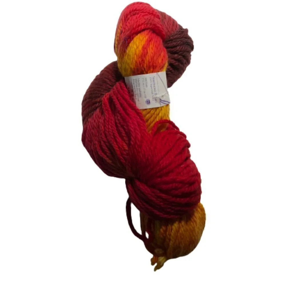 Lorna's Hand Dyed Yarn Red Orange Yellow 100% Superwash wool Flame #1818